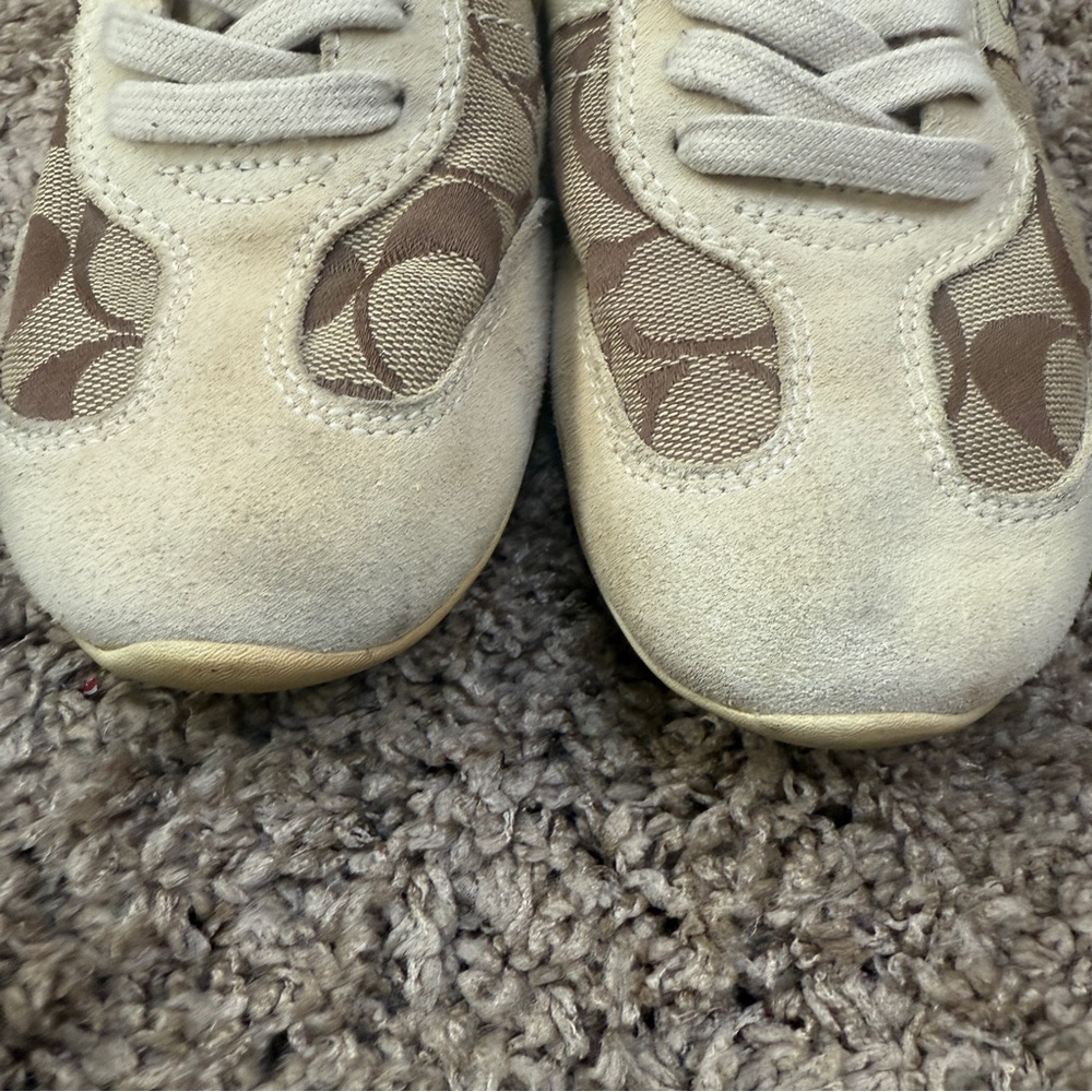 Coach Beige and Brown Signature Canvas Sneakers - Picture 2 of 7